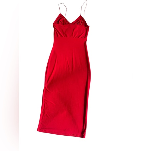 Club L London Red Midi Dress - Sexy V-Neck - Size 6" - Picture 5 of 6